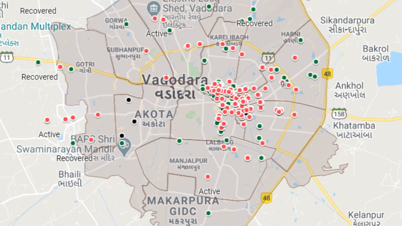 Vadodara Map With Directions Western Areas Of Vadodara Gradually Coming In Corona Grip